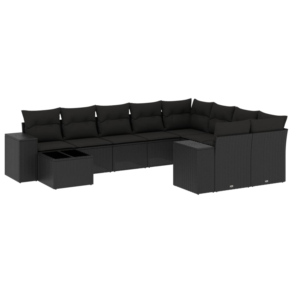 10-dijelni set vrtnih sofa od poliratana s jastucima smeđi