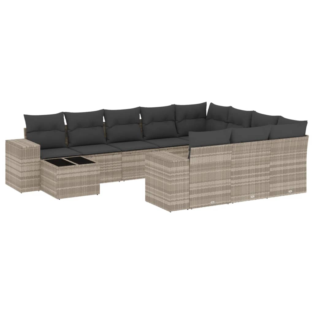11-dijelni set vrtnih sofa poliratan s jastucima svijetlosivi