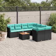 9-dijelni set vrtnih sofa od poliratana s jastucima crni