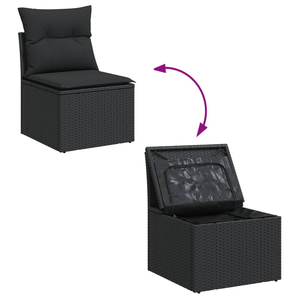 13-dijelni set vrtnih sofa s jastucima poliratan crni
