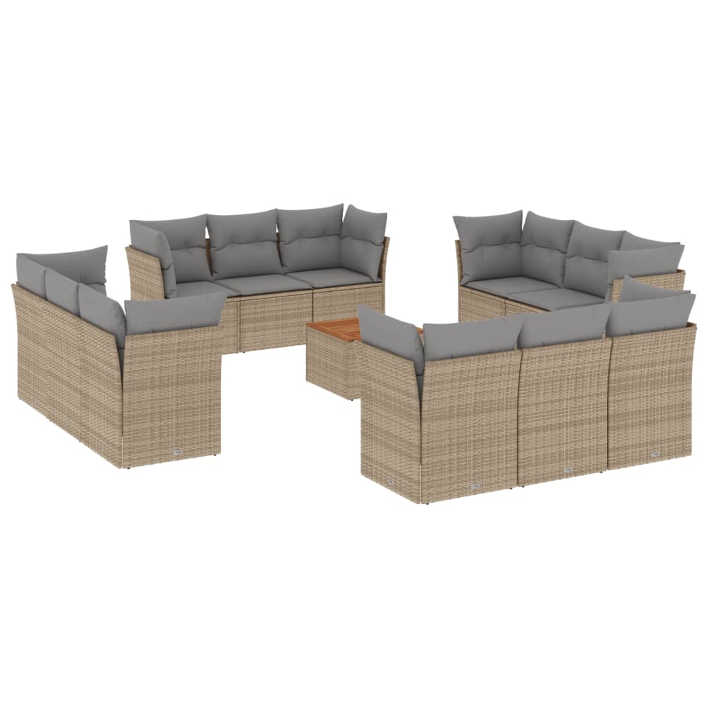 13-dijelni set vrtnih sofa s jastucima bež od poliratana