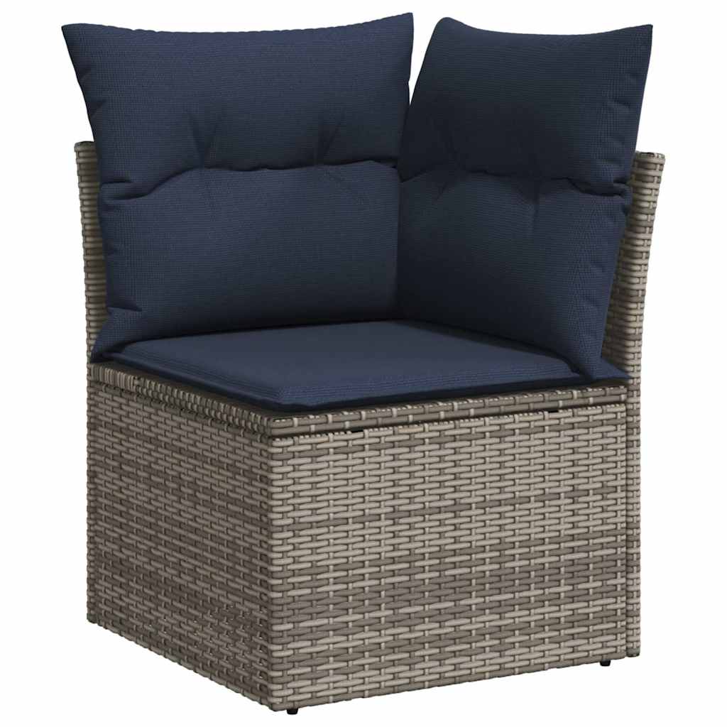 7-dijelni set vrtnih sofa od poliratana s jastucima sivi