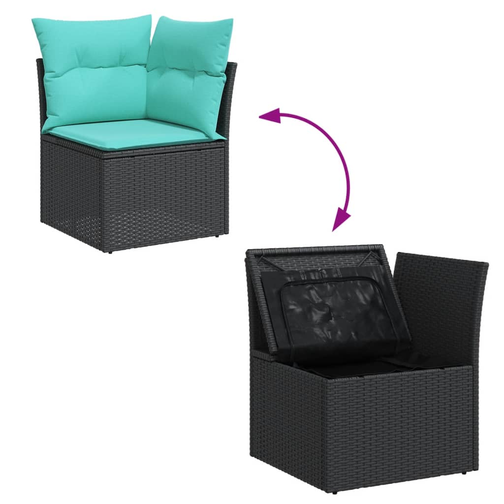9-dijelni set vrtnih sofa od poliratana s jastucima crni