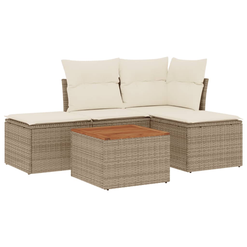 5-dijelni vrtni set sofa s jastucima bež od poliratana