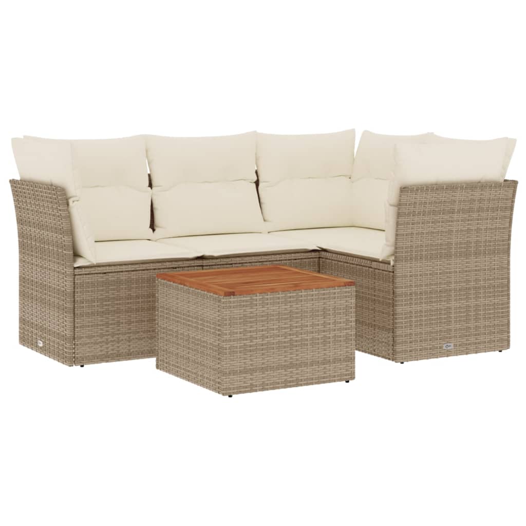 5-dijelni vrtni set sofa s jastucima bež od poliratana