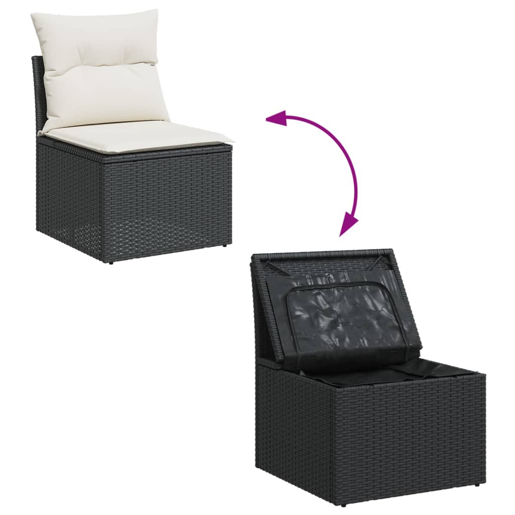 6-dijelni set vrtnih sofa s jastucima crni od poliratana