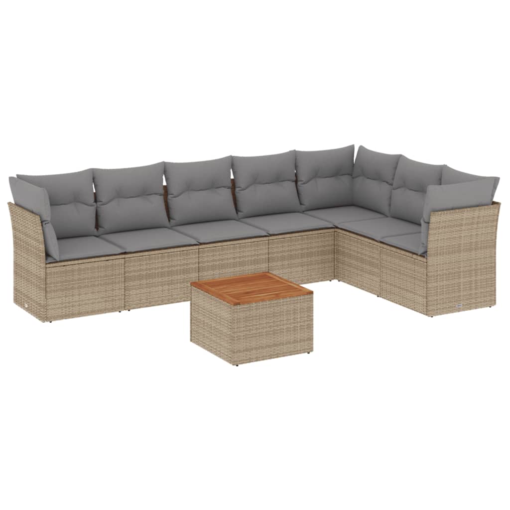 8-dijelni set vrtnih sofa s jastucima bež od poliratana