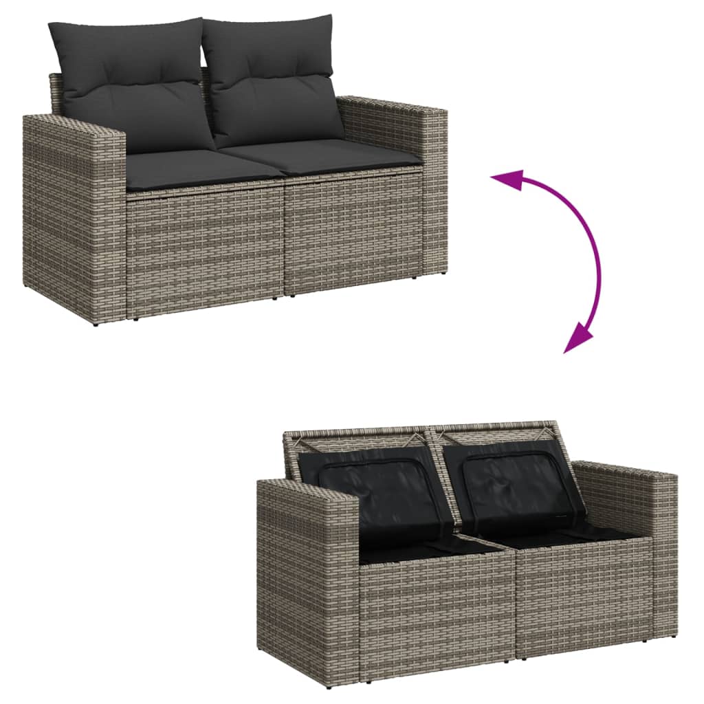 8-dijelni set vrtnih sofa od poliratana s jastucima sivi