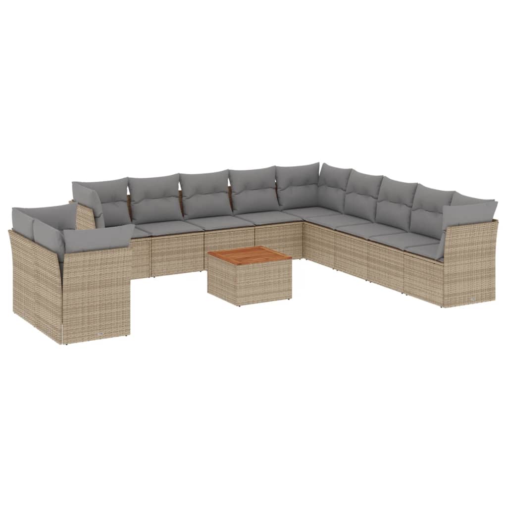 12-dijelni set vrtnih sofa s jastucima bež od poliratana