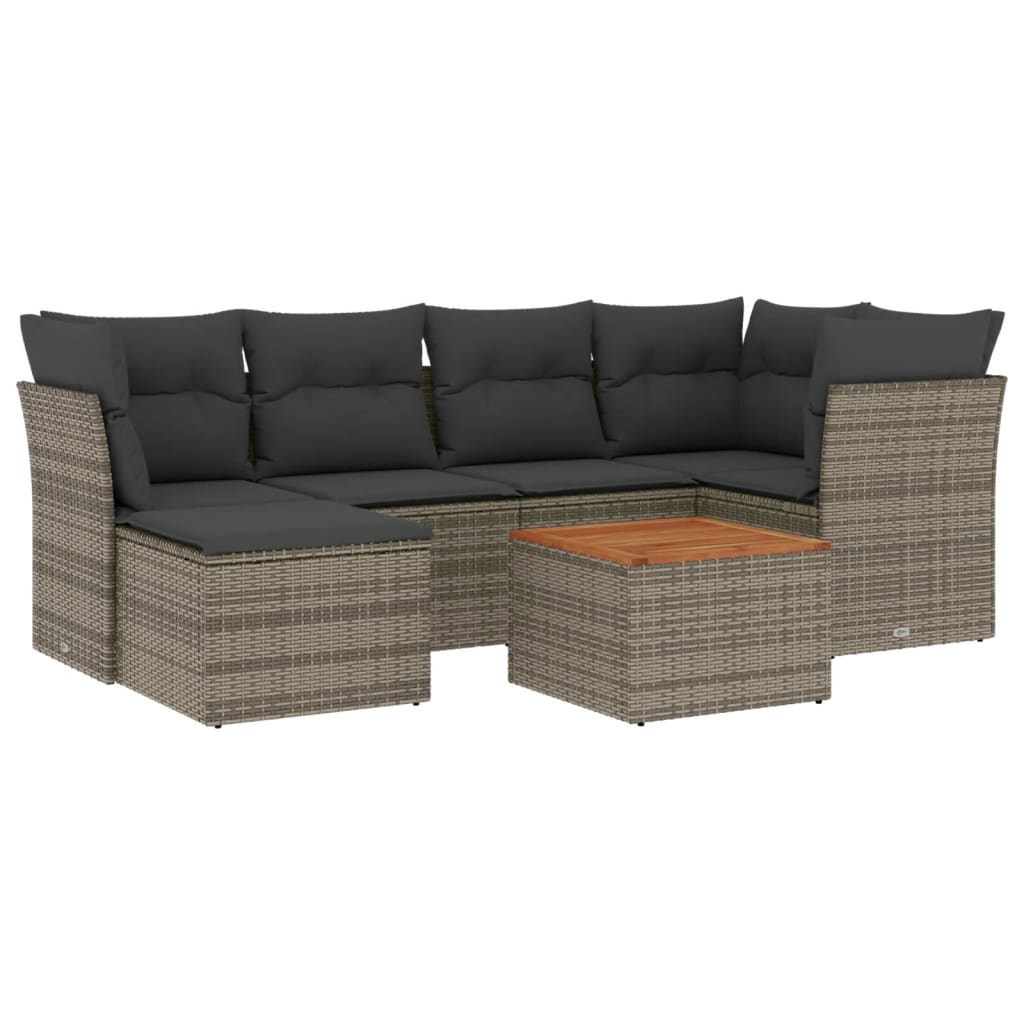 7-dijelni set vrtnih sofa sivi od poliratana