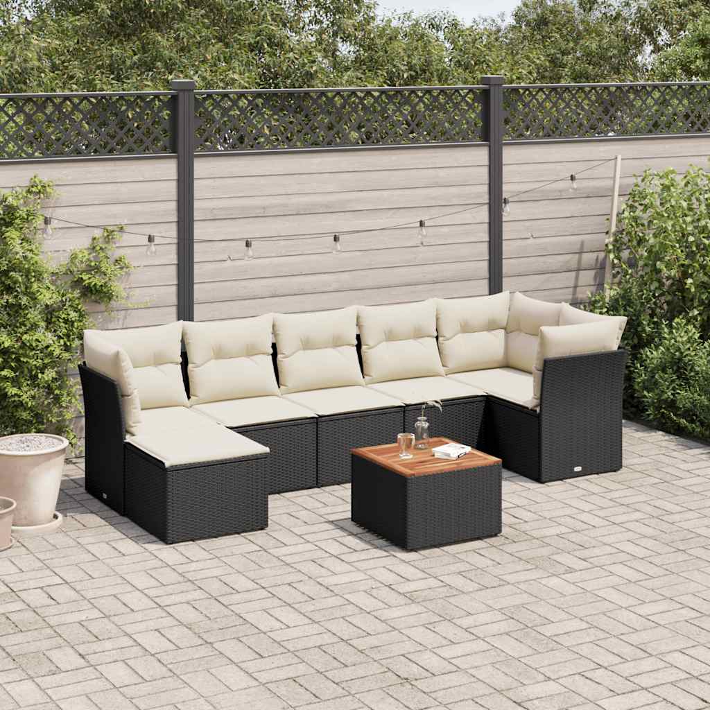 8-dijelni set vrtnih sofa od poliratana s jastucima crni