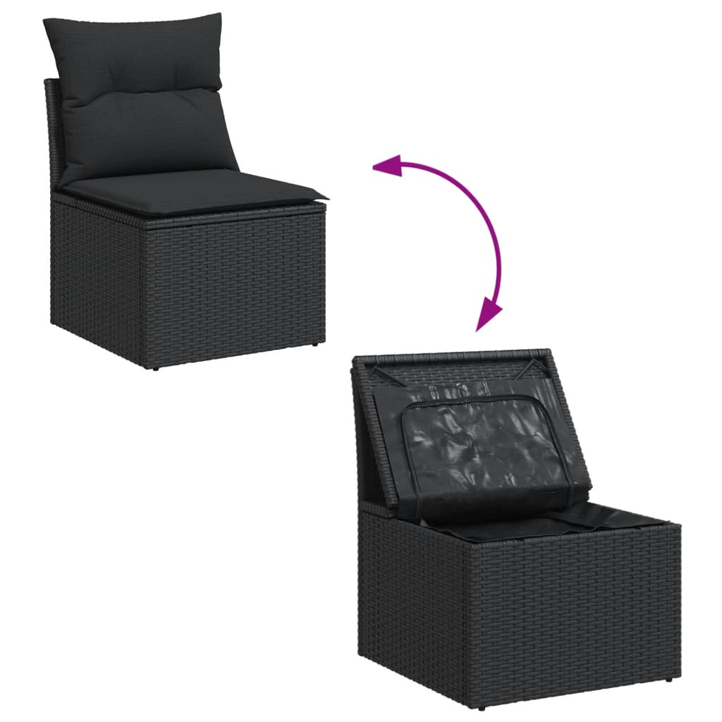 11-dijelni set vrtnih sofa od poliratana s jastucima crni