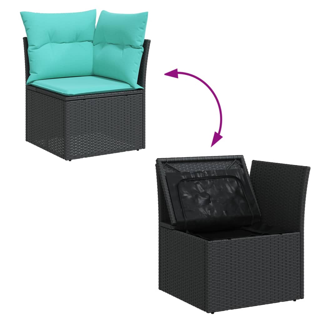 14-dijelni set vrtnih sofa s jastucima poliratan crni
