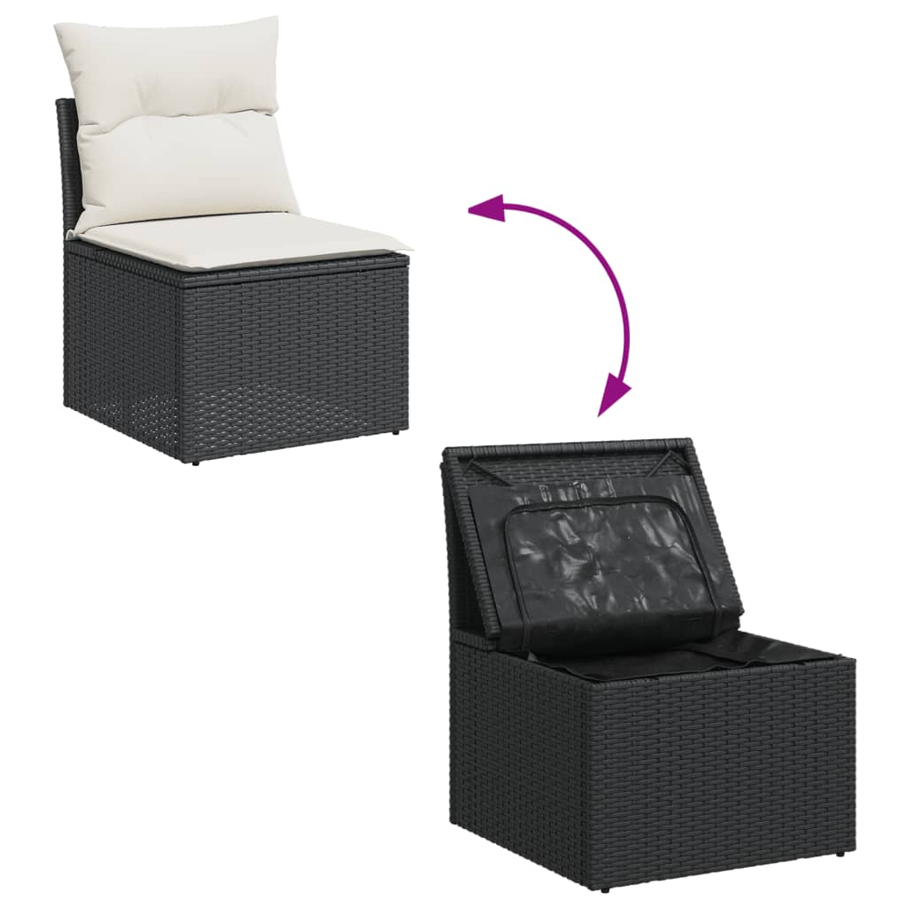 12-dijelni set vrtnih sofa od poliratana s jastucima crni