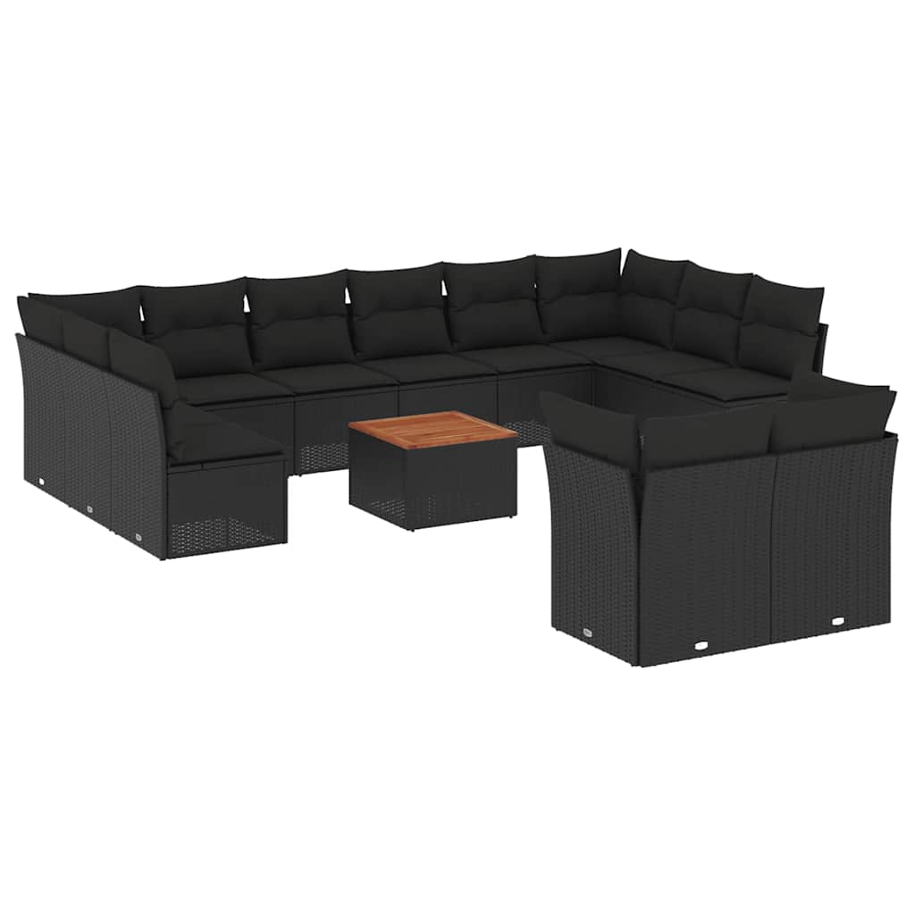 13-dijelni set vrtnih sofa s jastucima poliratan crni