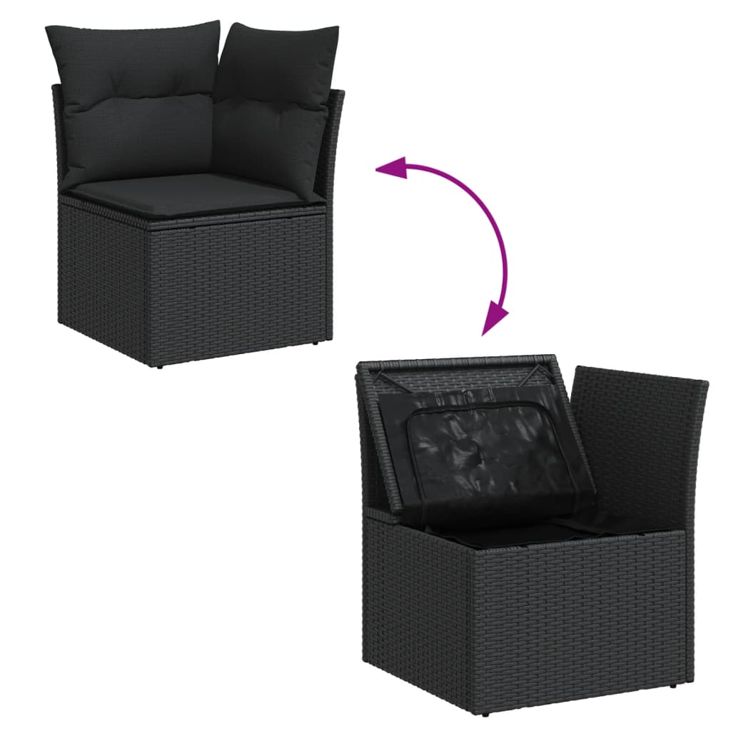 13-dijelni set vrtnih sofa s jastucima poliratan crni