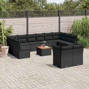 13-dijelni set vrtnih sofa s jastucima poliratan crni