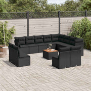 13-dijelni set vrtnih sofa s jastucima poliratan crni