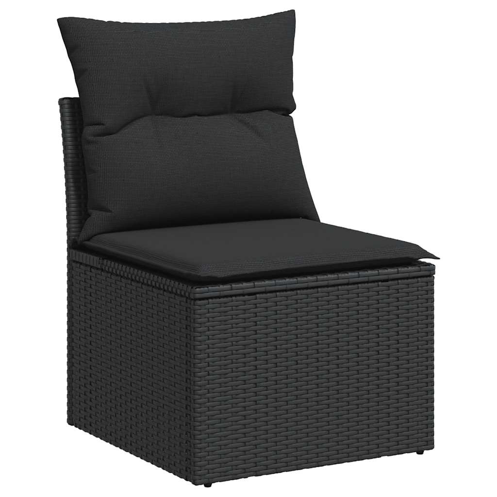 14-dijelni set vrtnih sofa s jastucima poliratan crni
