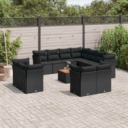 12-dijelni set vrtnih sofa od poliratana s jastucima crni