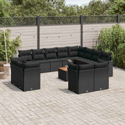 13-dijelni set vrtnih sofa s jastucima poliratan crni