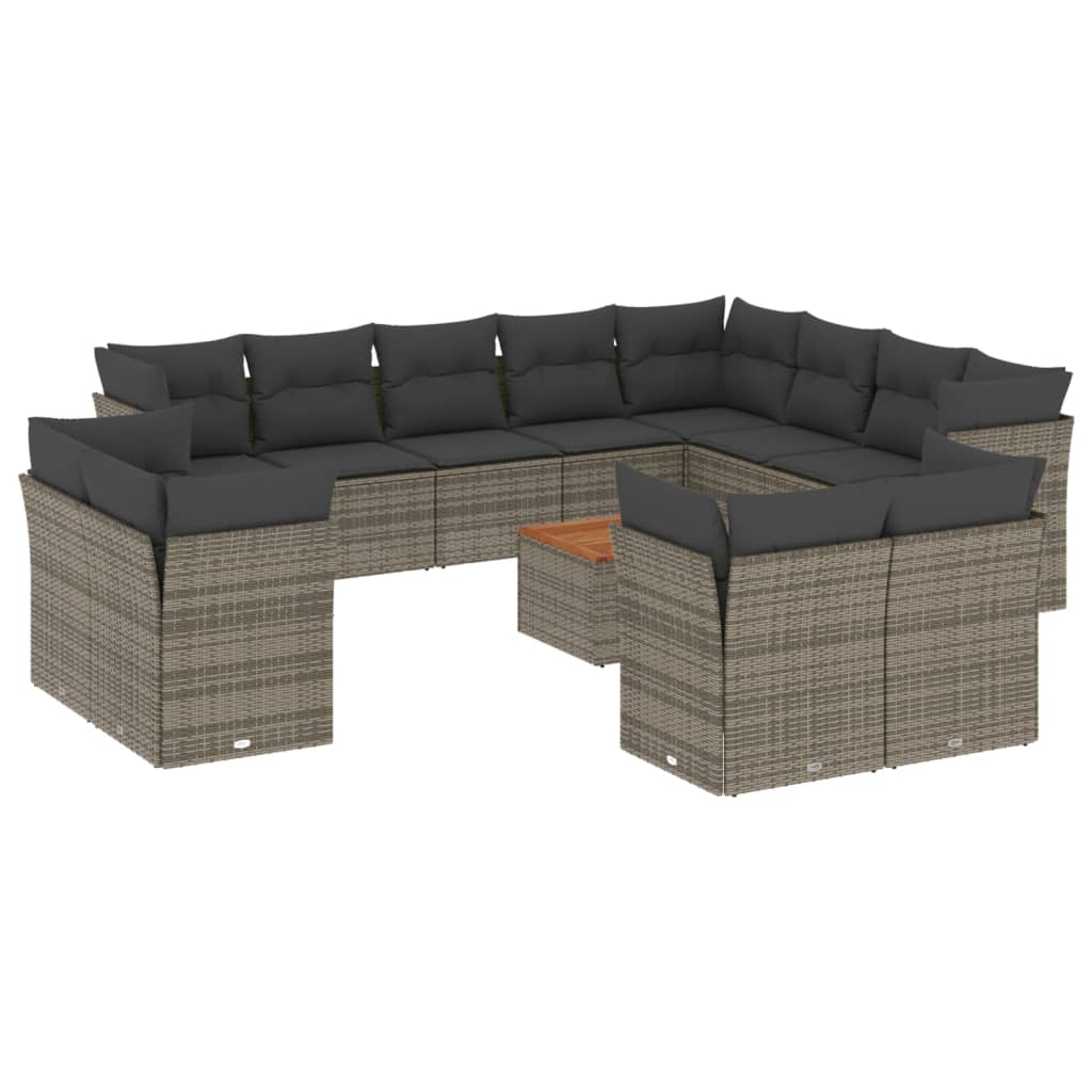 13-dijelni set vrtnih sofa od poliratana s jastucima sivi