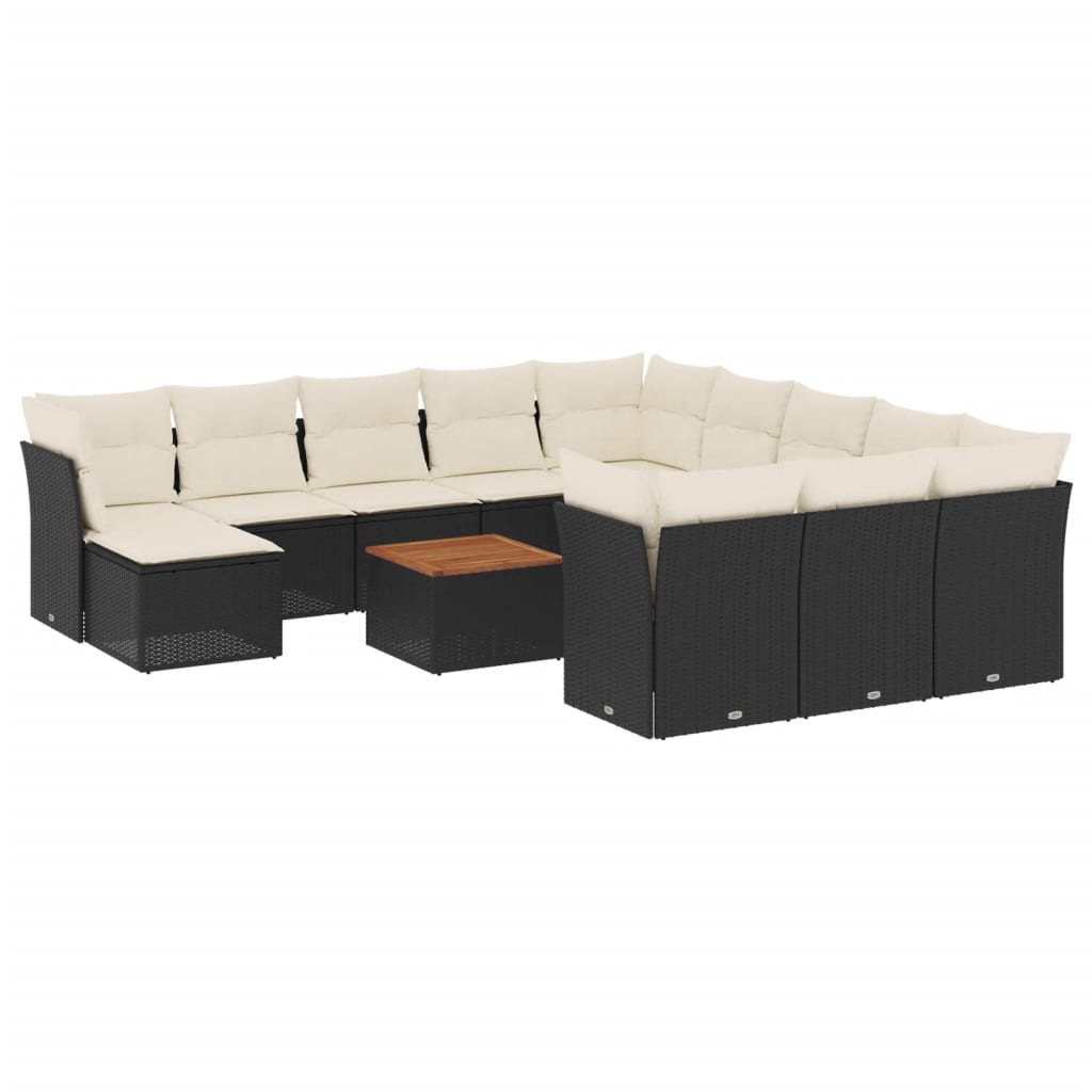 13-dijelni set vrtnih sofa s jastucima poliratan crni