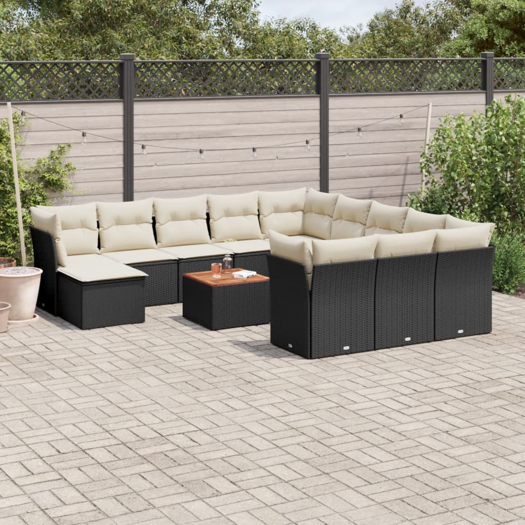 13-dijelni set vrtnih sofa s jastucima poliratan crni