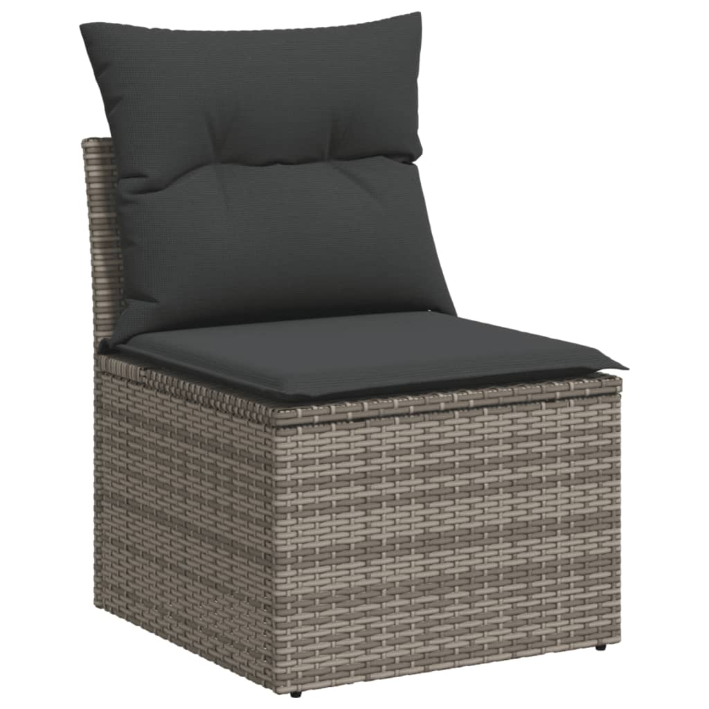 4-dijelni set vrtnih sofa od poliratana s jastucima sivi