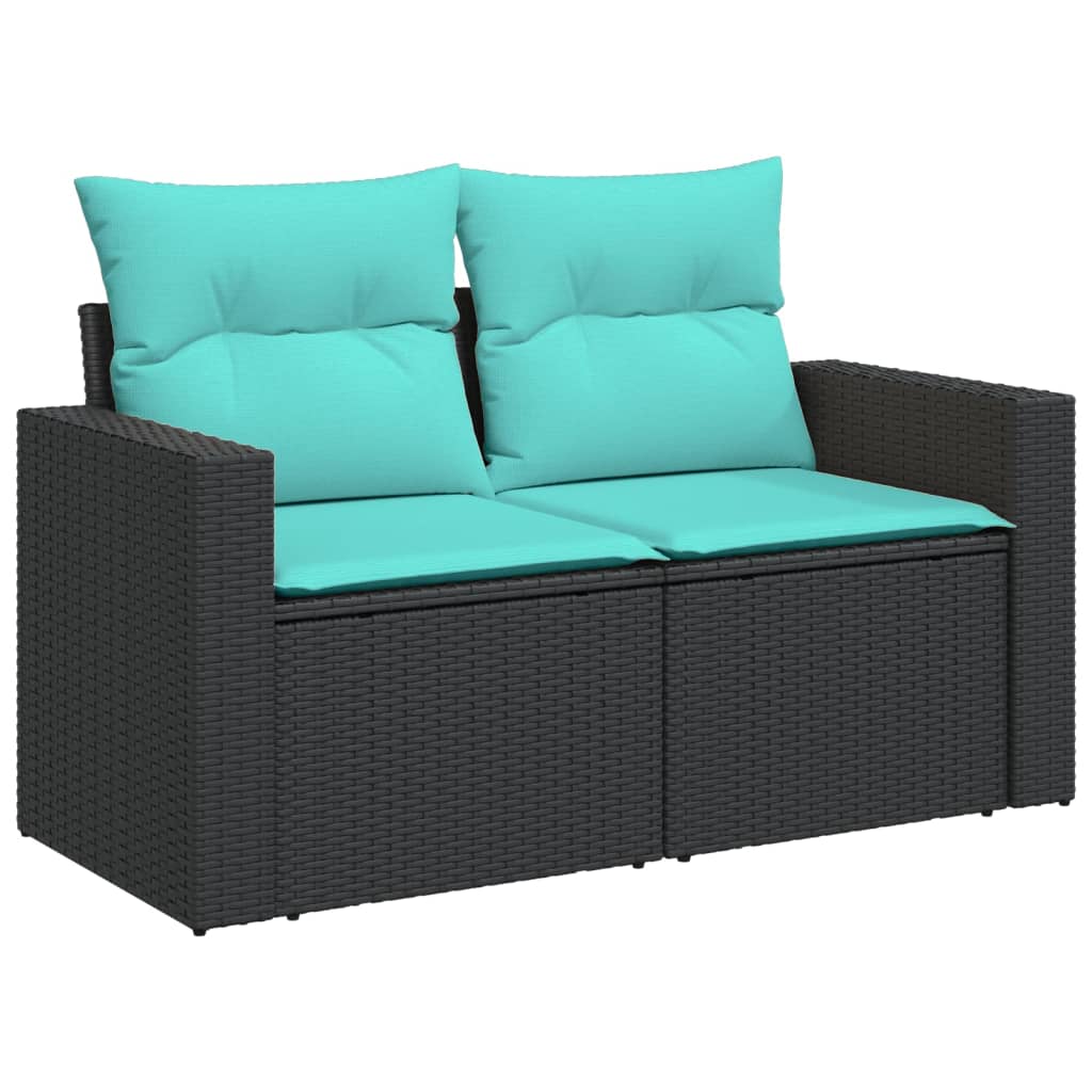 5-dijelni set vrtnih sofa od poliratana s jastucima crni