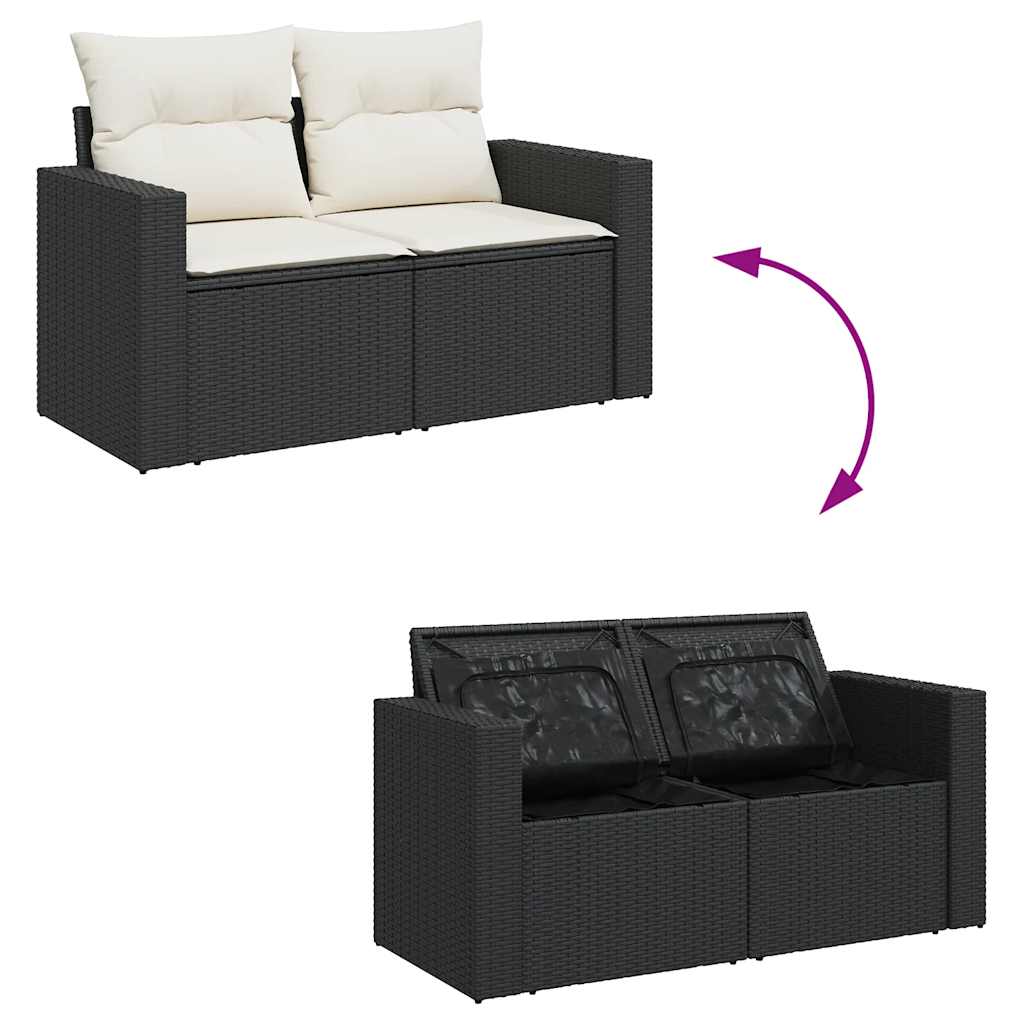 9-dijelni set vrtnih sofa s jastucima crni od poliratana