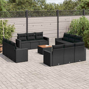 13-dijelni set vrtnih sofa s jastucima poliratan crni