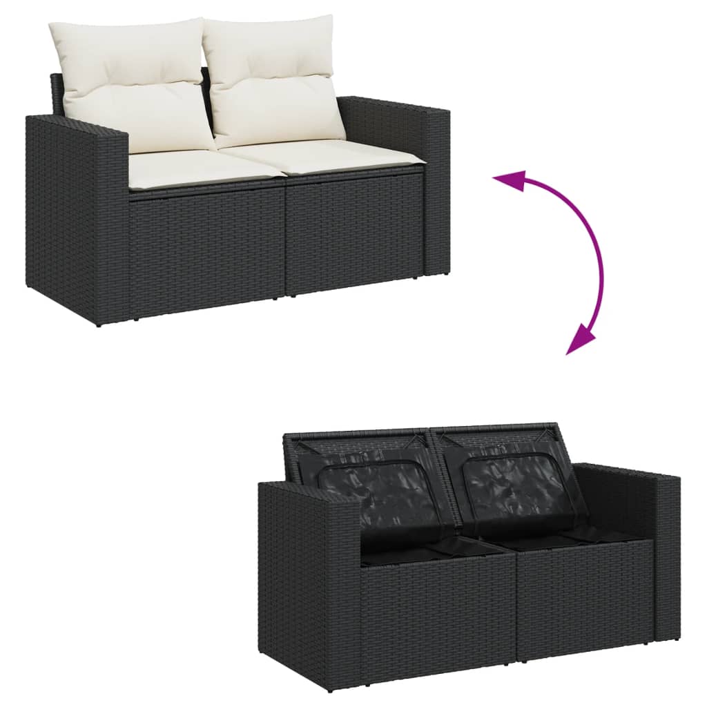 6-dijelni set vrtnih sofa s jastucima crni od poliratana