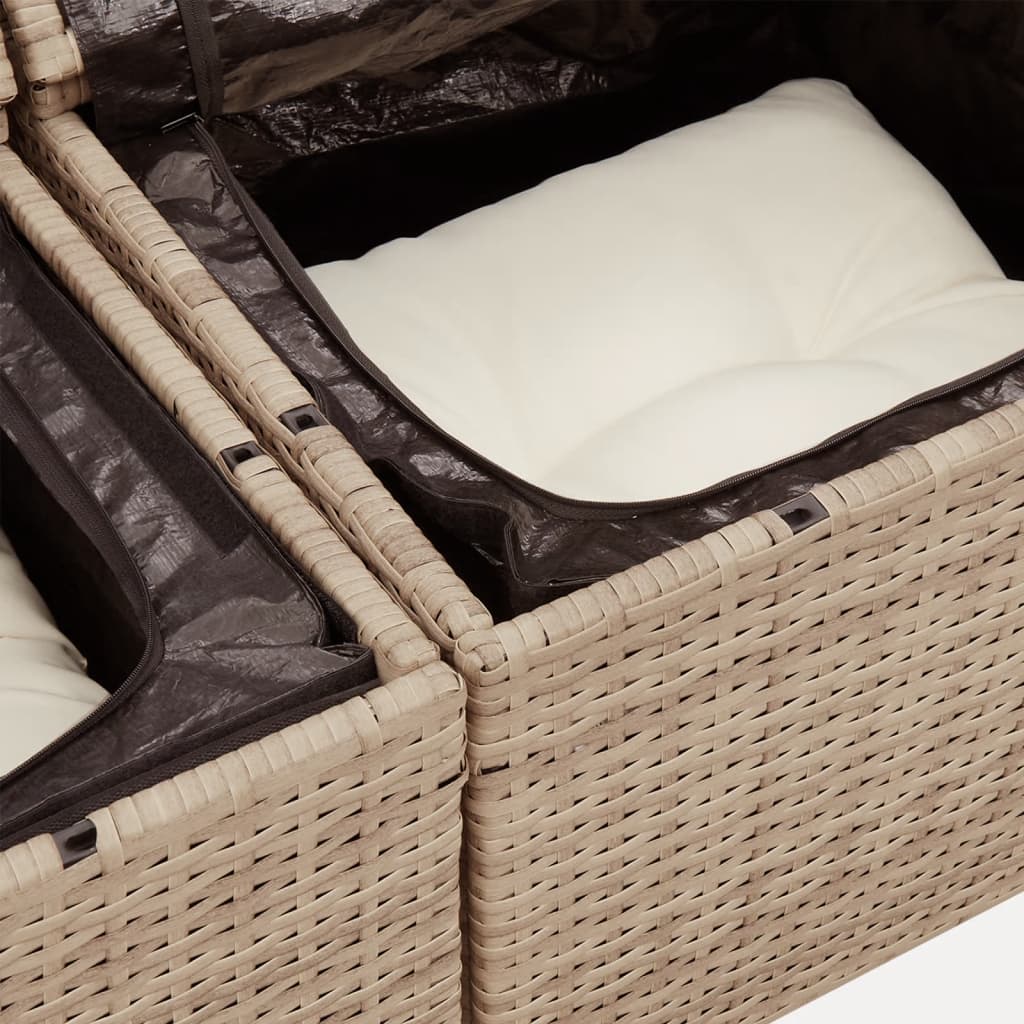 5-dijelni vrtni set sofa s jastucima bež od poliratana