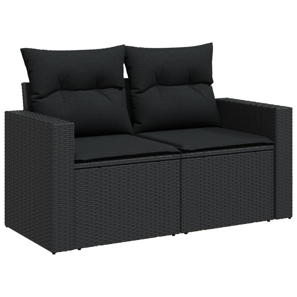 7-dijelni set vrtnih sofa od poliratana s jastucima crni