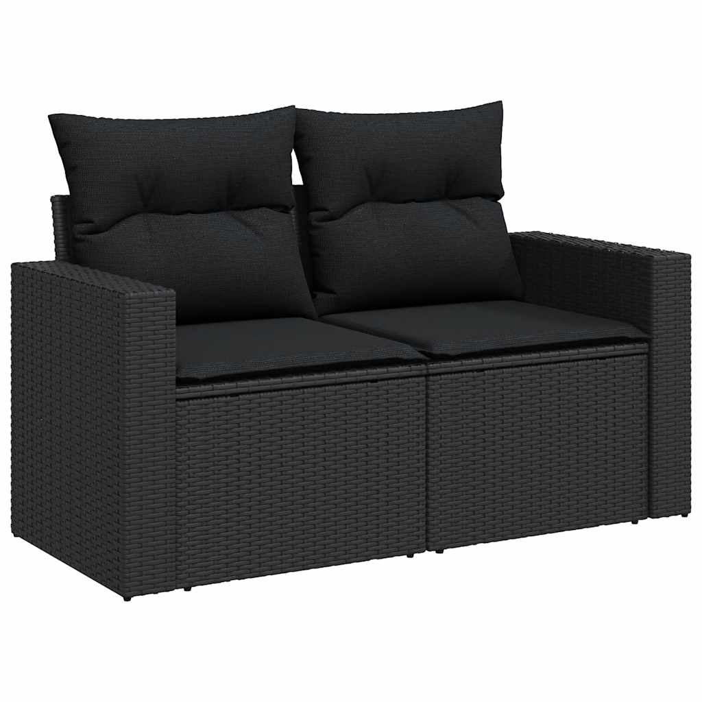 8-dijelni set vrtnih sofa od poliratana s jastucima crni