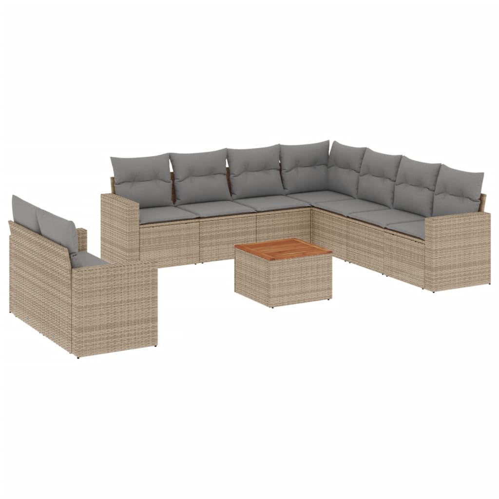 10-dijelni set vrtnih sofa s jastucima od poliratana