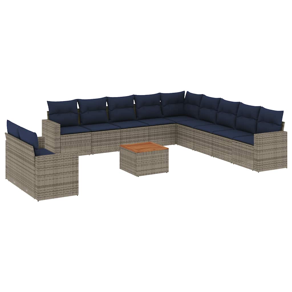 12-dijelni set vrtnih sofa od poliratana s jastucima sivi