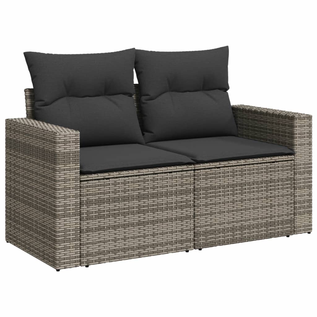 8-dijelni set vrtnih sofa od poliratana s jastucima sivi