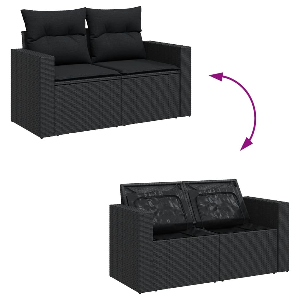 8-dijelni set vrtnih sofa od poliratana s jastucima crni
