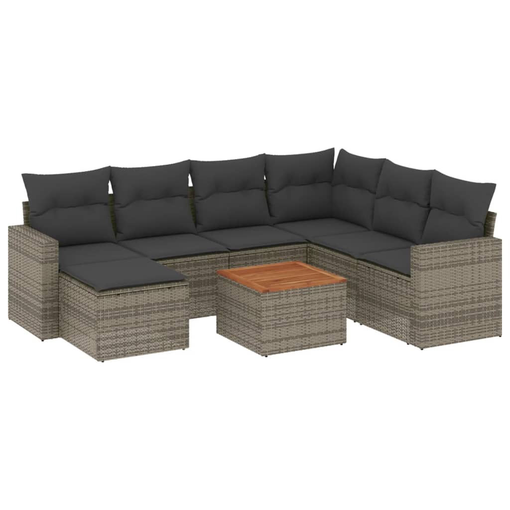 8-dijelni set vrtnih sofa od poliratana s jastucima sivi