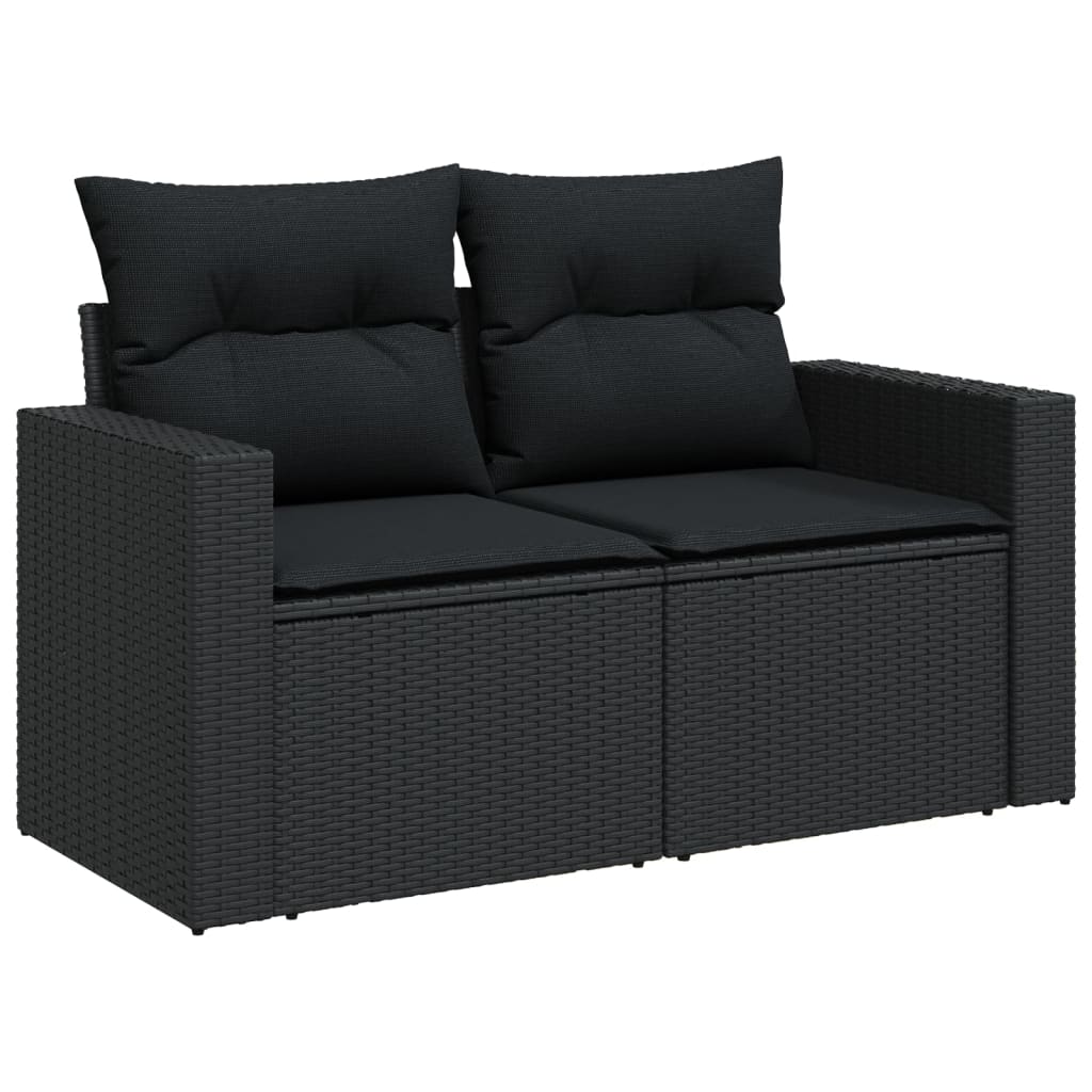 9-dijelni set vrtnih sofa s jastucima crni od poliratana
