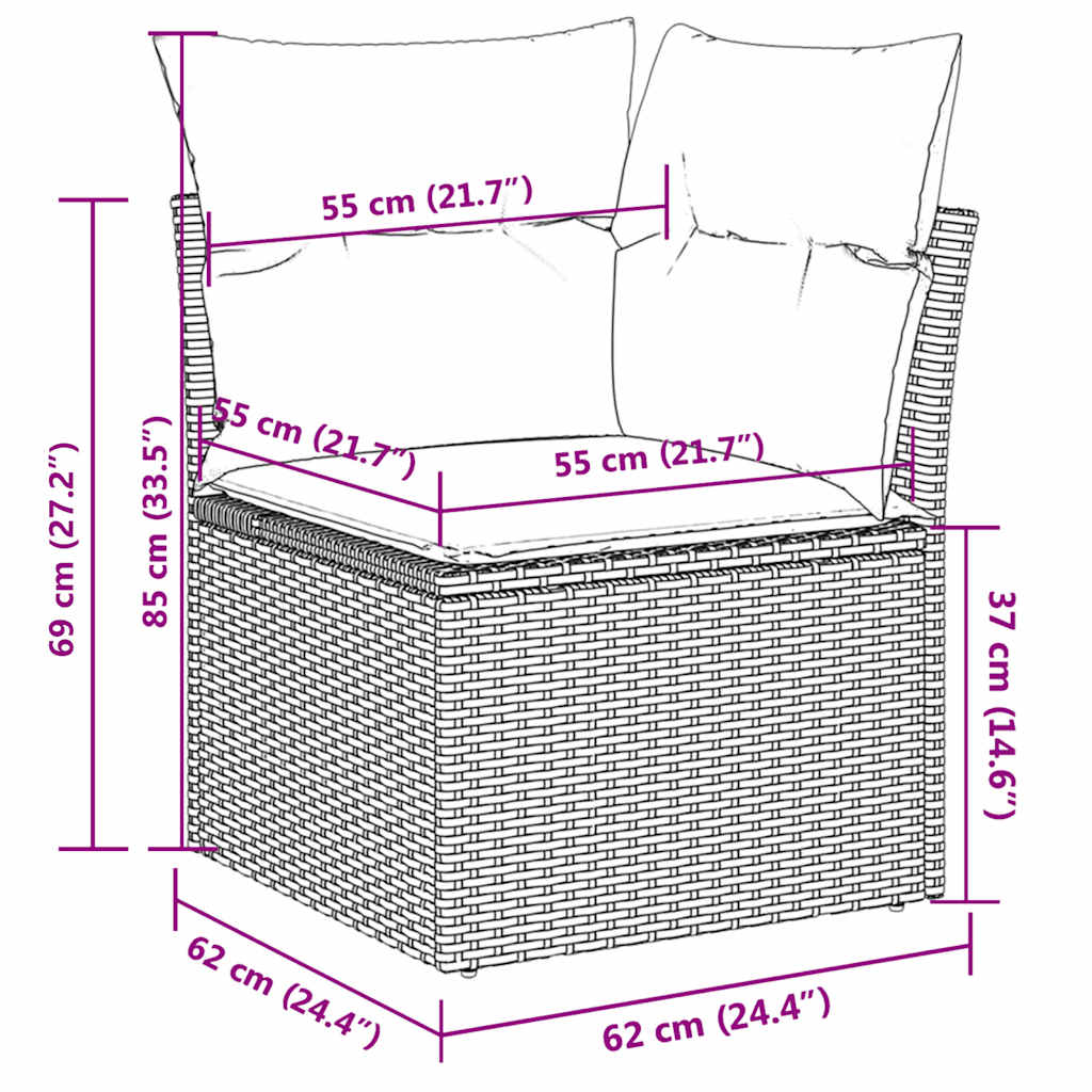 10-dijelni set vrtnih sofa od poliratana s jastucima sivi