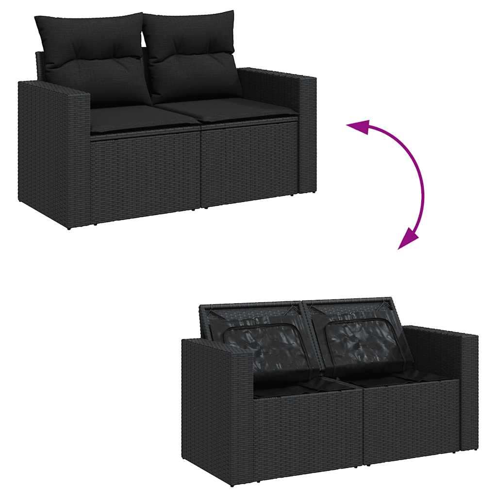 10-dijelni set vrtnih sofa s jastucima crni od poliratana