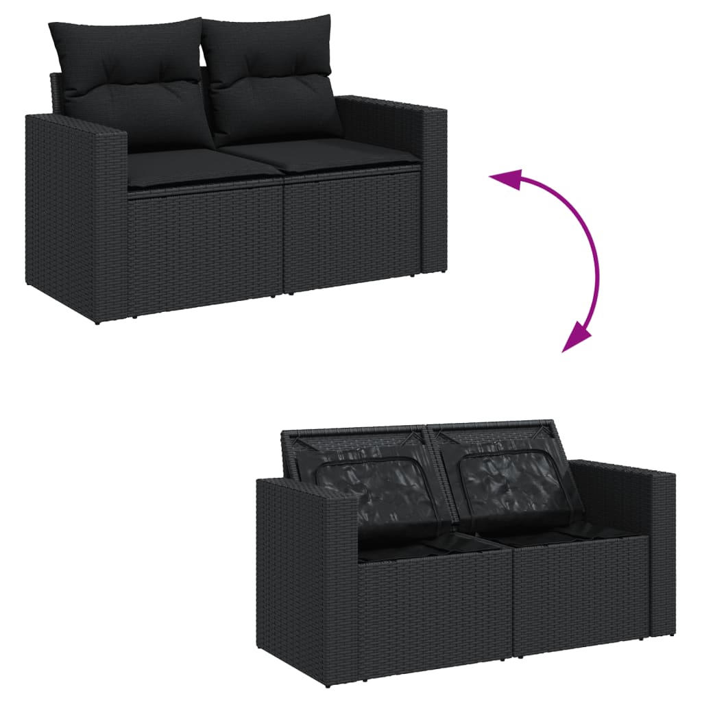11-dijelni set vrtnih sofa od poliratana s jastucima crni