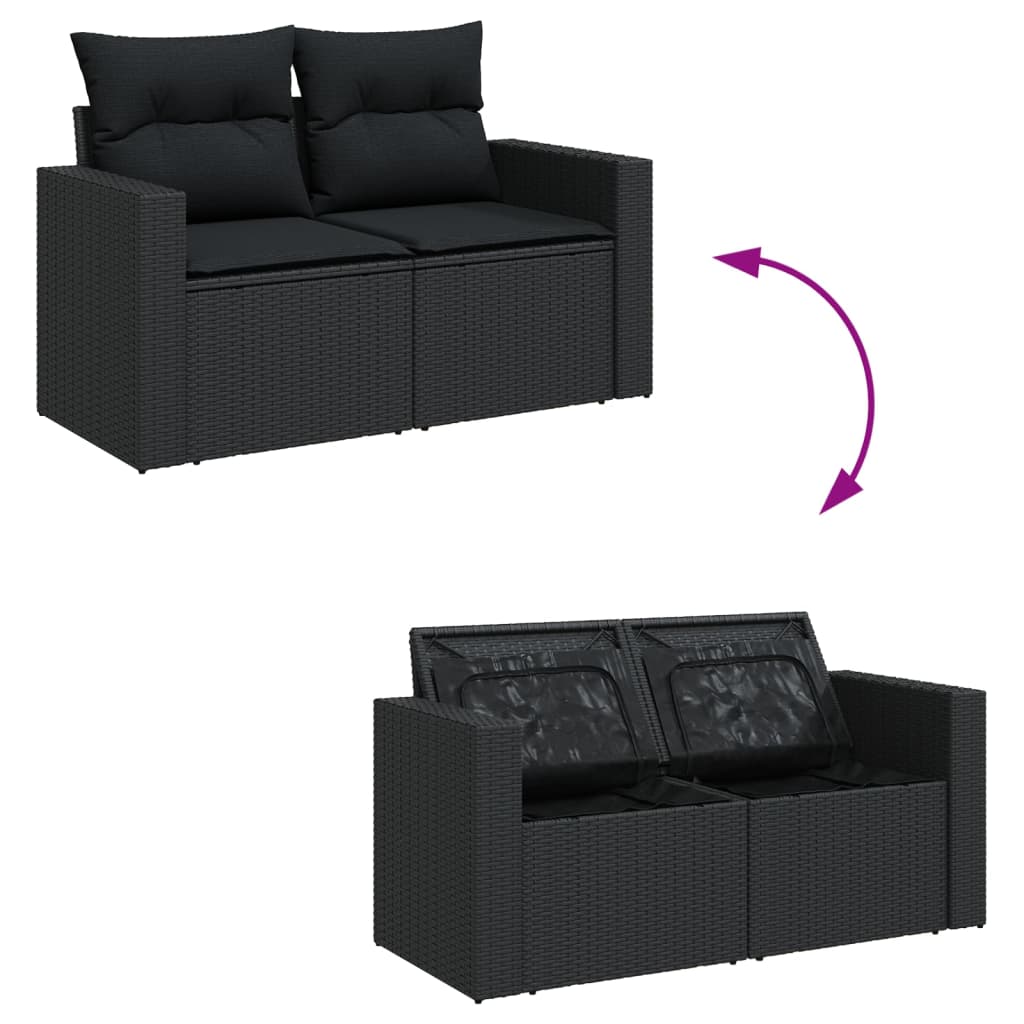 11-dijelni set vrtnih sofa od poliratana s jastucima crni