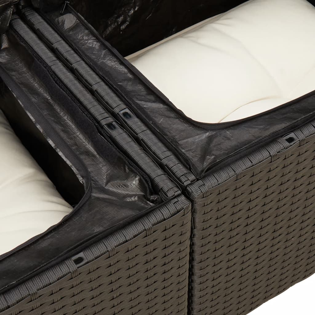 11-dijelni set vrtnih sofa od poliratana s jastucima crni