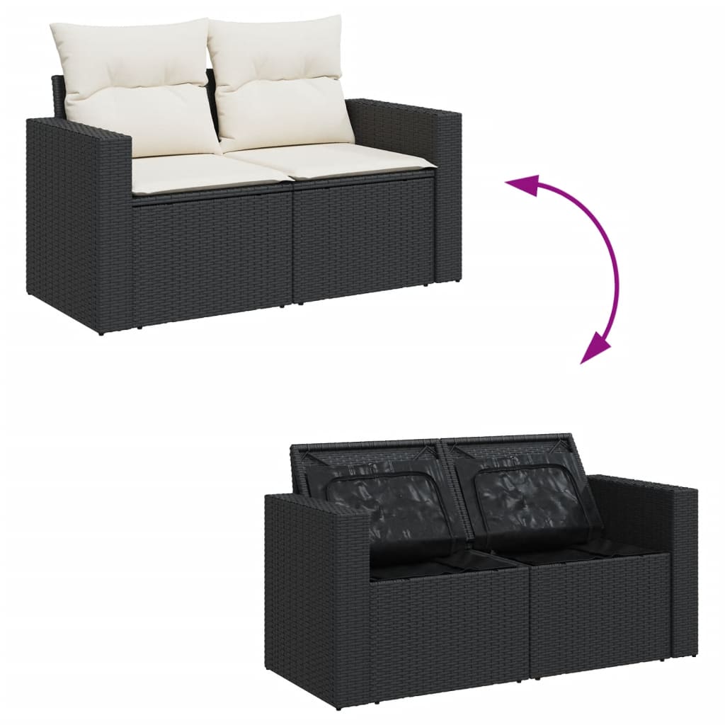 12-dijelni set vrtnih sofa od poliratana s jastucima crni