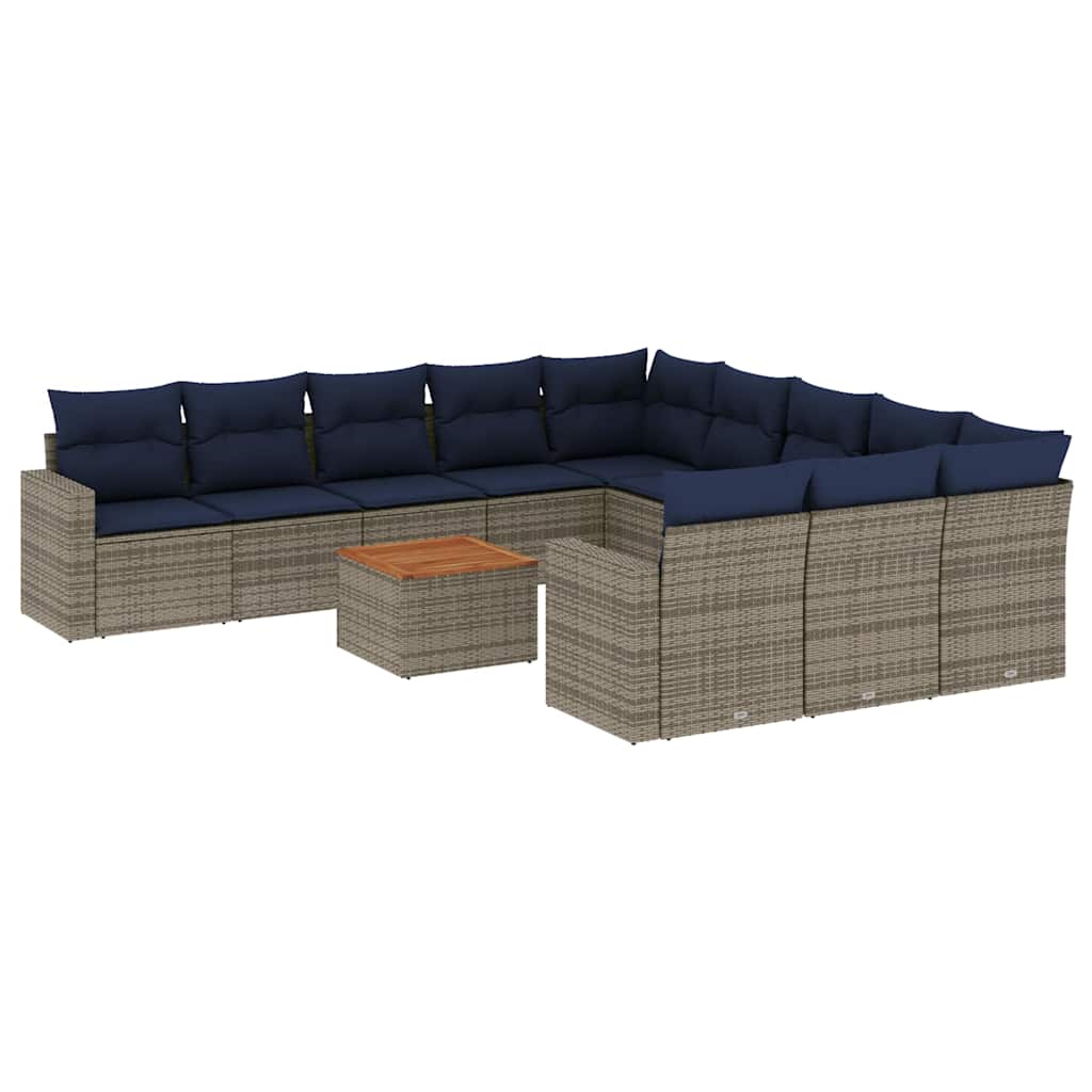 12-dijelni set vrtnih sofa od poliratana s jastucima sivi