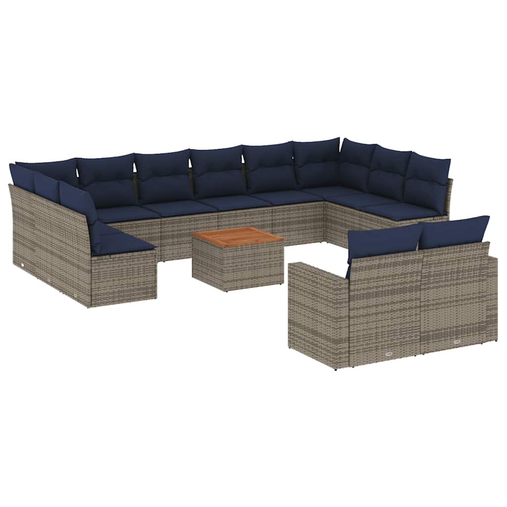 13-dijelni set vrtnih sofa od poliratana s jastucima sivi